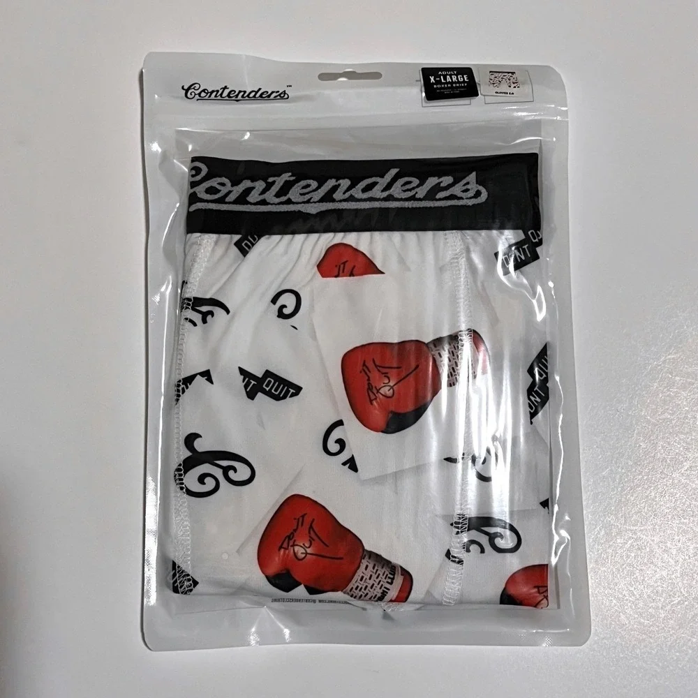 Contenders Mens XL Boxing Glove Dont Quit Boxer Briefs White Red Performance New